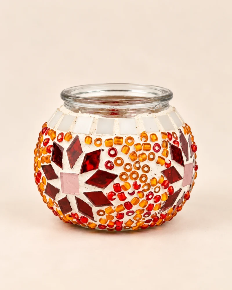 Portavelas de Mosaico Rojo