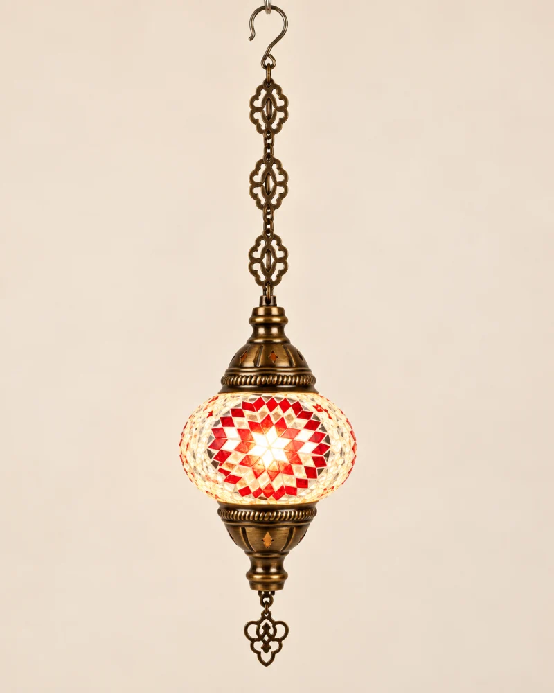 Lámpara de Mosaico Roja y Blanca