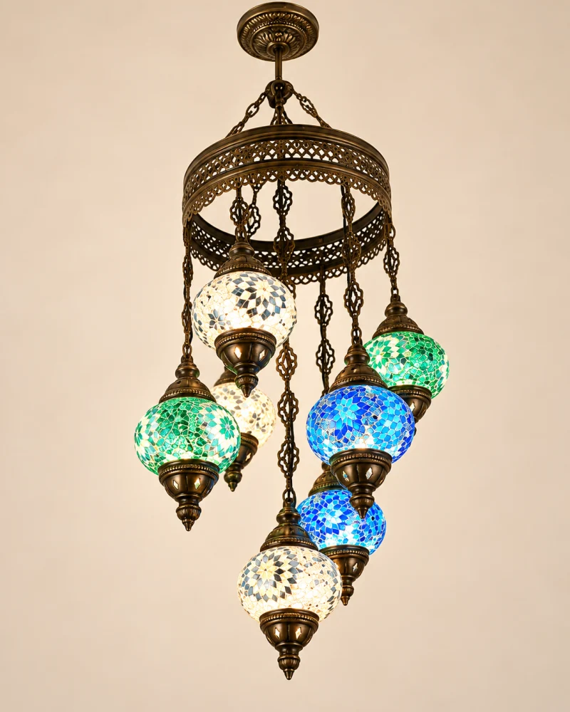 Lámpara Colgante de Mosaico de 7 Luces