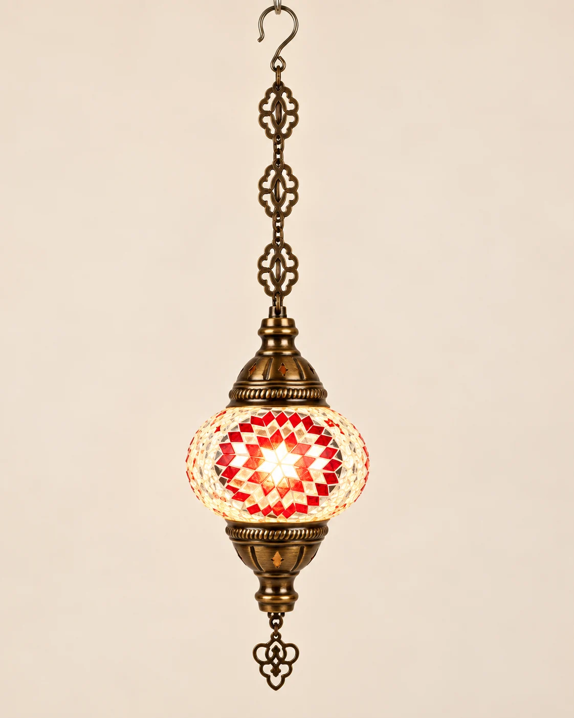 Lámpara de Mosaico Roja y Blanca